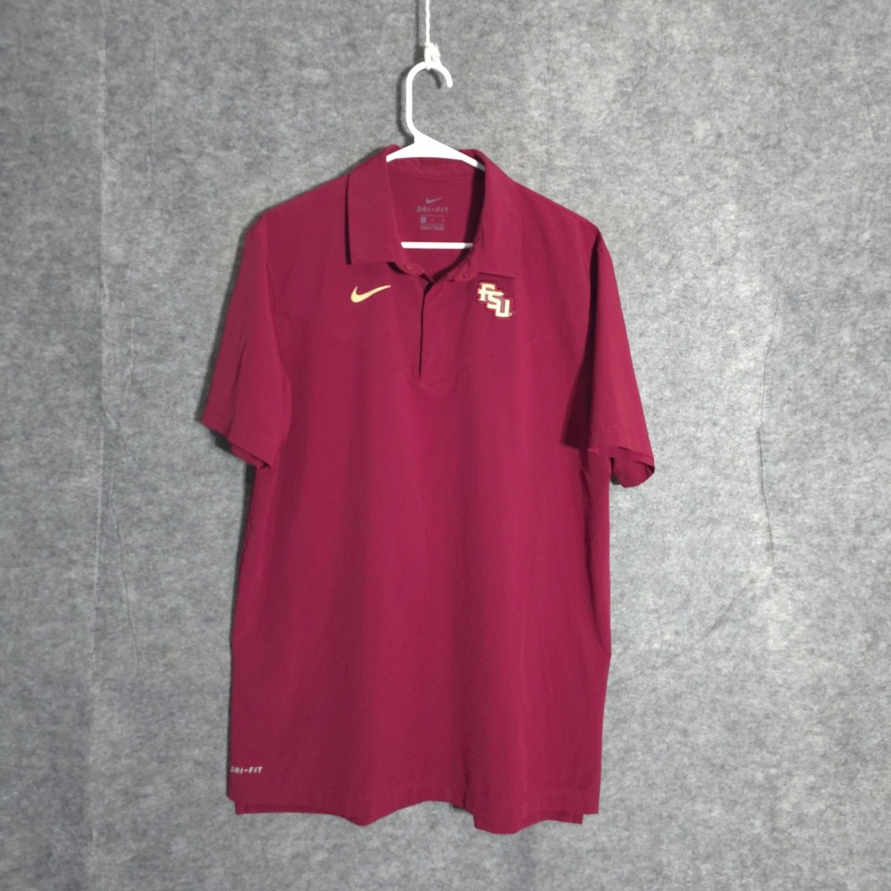 Nike FSU Seminoles Polo Mens Large Garnet Dri-FIT DC6360-610 Short Sleeve Golf